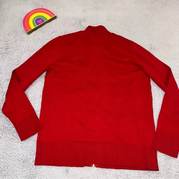 Anne Klein fire red and black rhinestone sweater